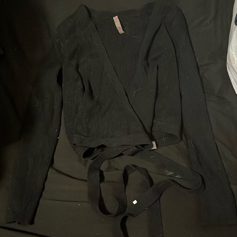 Capezio Black Ballet Wrap Around Warm-up Sweater